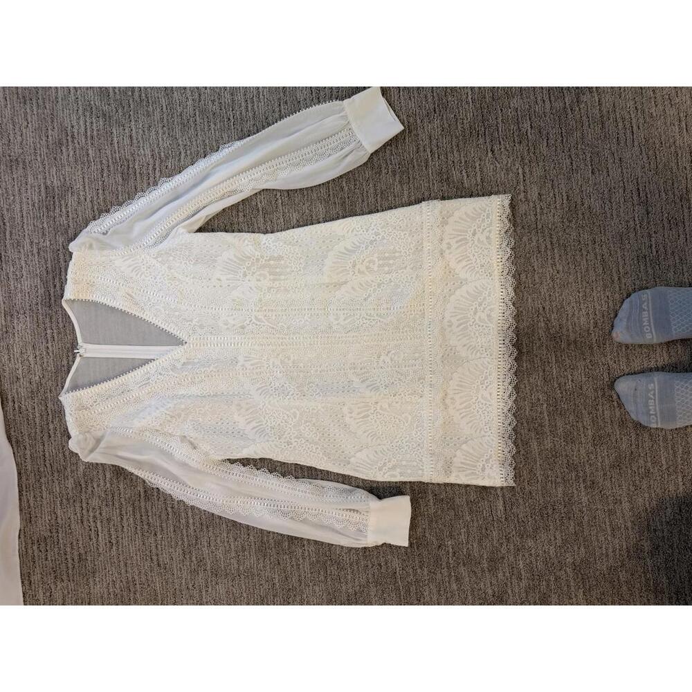 Adelyn Rae White Lace Long Sleeve Dress Medium